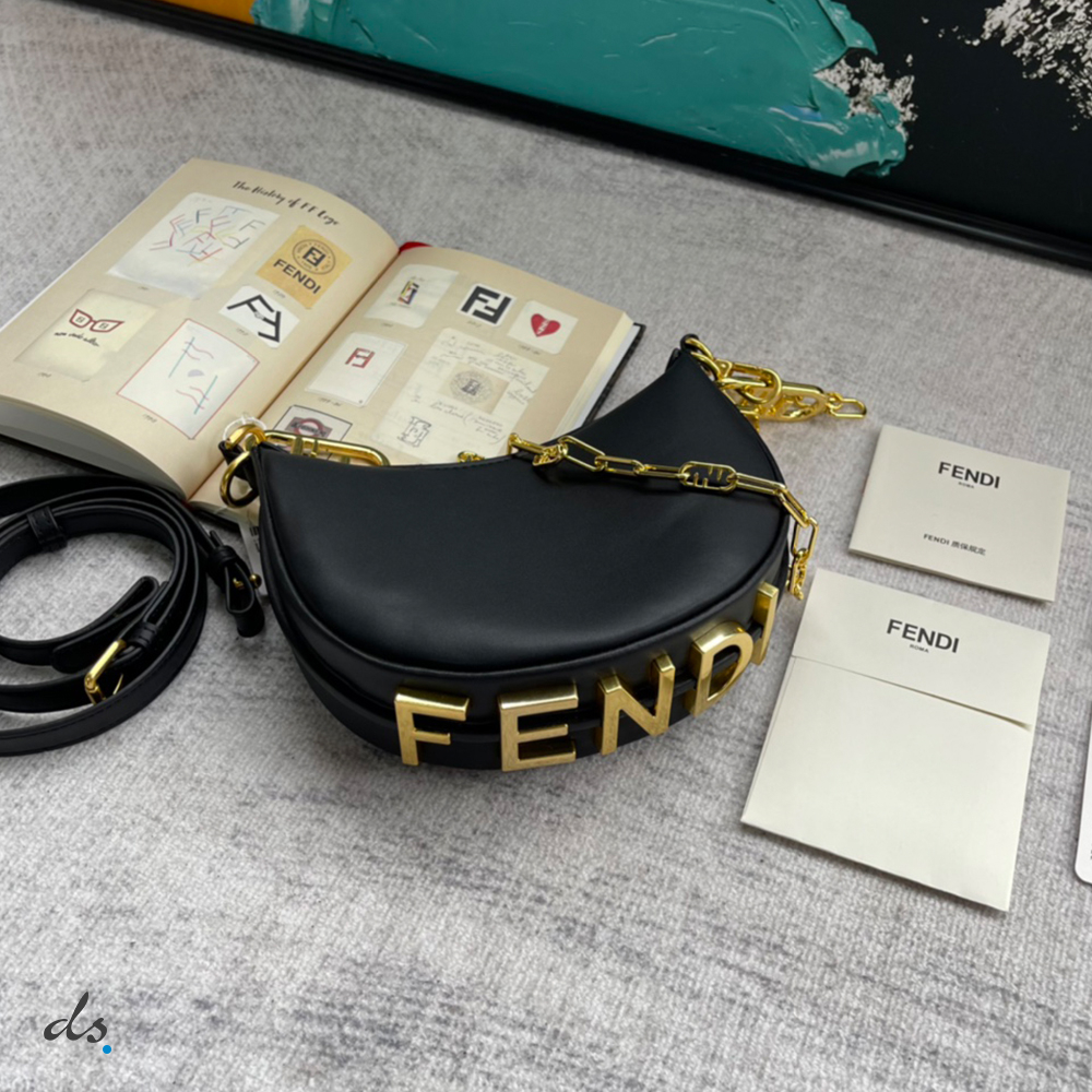 Fendi Nano Fendigraphy Black leather charm (2)