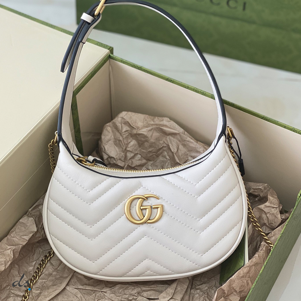 Gucci GG Marmont half-moon-shaped mini bag White (2)