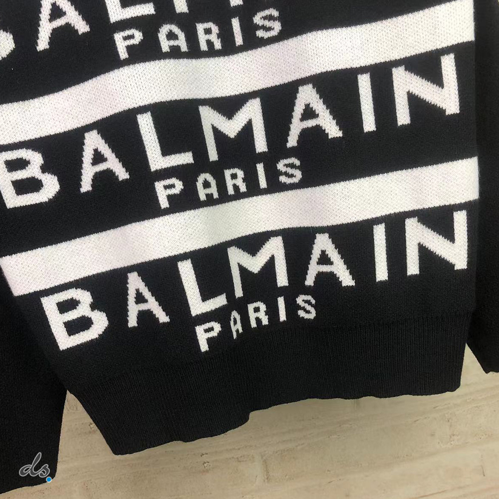 balmain Sweater embroidered with Balmain Paris logo Black (8)