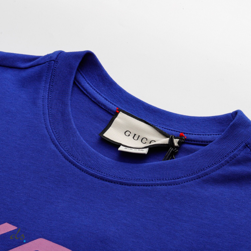 Gucci Cotton jersey T-shirt with Gucci mirror print blue (3)
