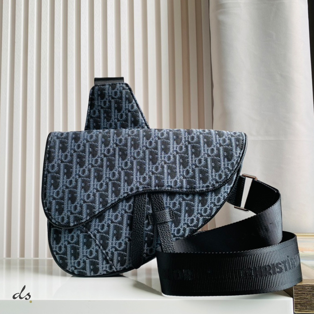 Dior Saddle Bag Oblique Jacquard Blue (2)