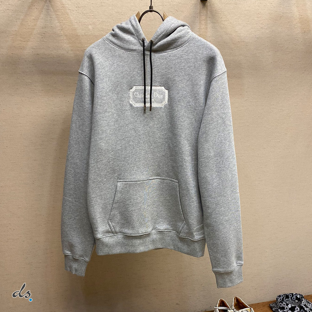 DIOR RELAXED-FIT HOODED SWEATSHIRT GRAY (2)