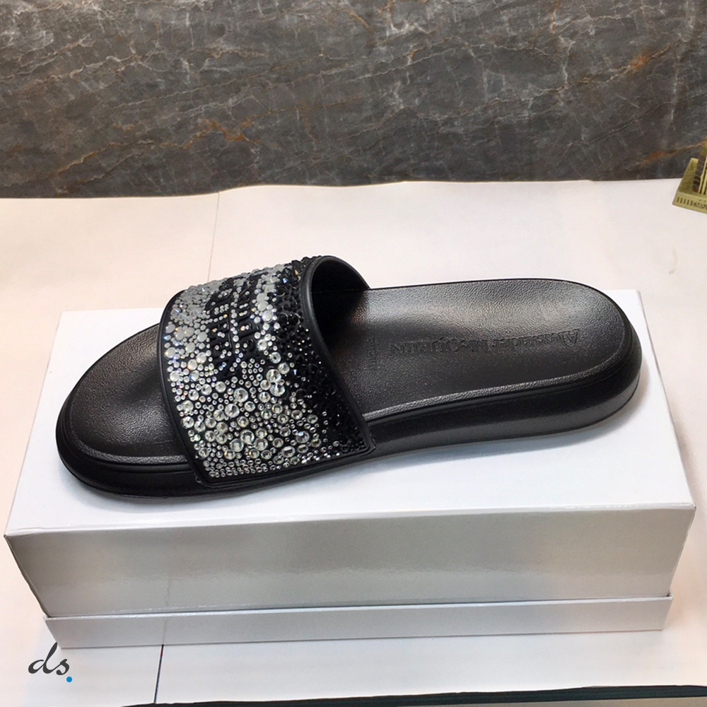 Alexander McQueen Slide in Black with crystal embellishment (4)