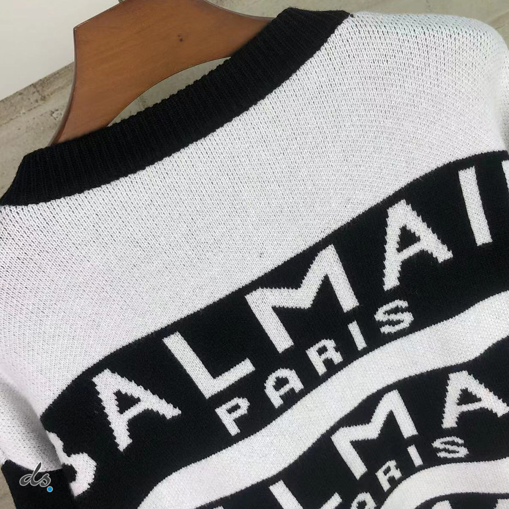 balmain Sweater embroidered with Balmain Paris logo Black (7)